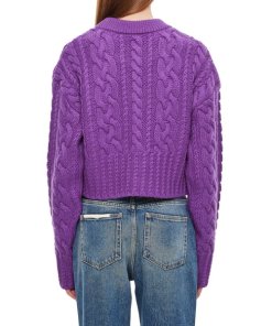 AMI Paris Cable-Knit Cropped Wool Sweater
