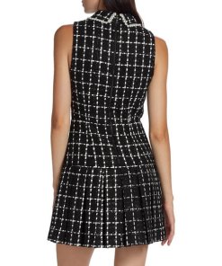 Alice + Olivia Ellis Pearl-Embellished Tweed Mini Dress