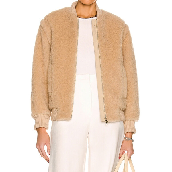 Max Mara Arcella テディ ボンバー ジャケット Max Mara Arcella Teddy Bomber Wool-Blend Jacket-Back Order – evaChic