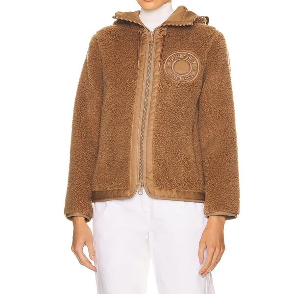 Burberry Adeney Fleece Hooded Wool-Blend Jacket