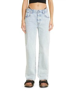 Alexander Wang Bikini Strap Straight-Leg Mid-Rise Jeans