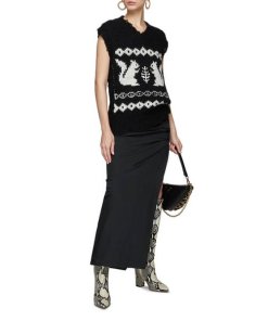 Acne Studios Squirrel Intarsia Distressed Wool V-Neck Vest