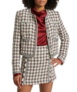 Veronica Beard Cirtane Single-Breasted Houndstooth Tweed Jacket