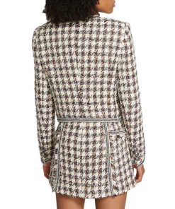 Veronica Beard Cirtane Single-Breasted Houndstooth Tweed Jacket