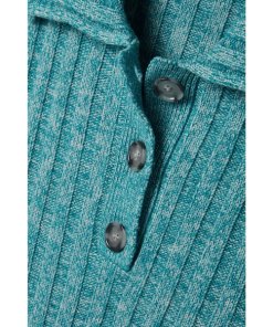 Acne Studios Karly Ribbed Knit Midi Polo Dress