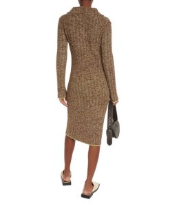 Acne Studios Karly Ribbed Knit Midi Polo Dress