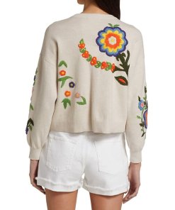 Alice + Olivia Lelia Embroidered Floral Cotton-Blend Cardigan