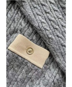 Sandro Nea Collared V-neck Cable-Knit Sweater