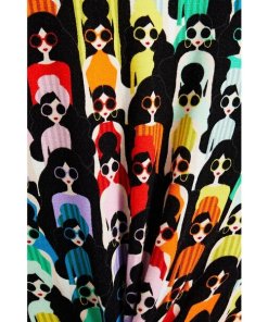 Alice + Olivia Delaina Stace Face Long-Sleeve Cropped Top
