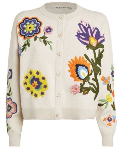 Alice + Olivia Lelia Embroidered Floral Cotton-Blend Cardigan