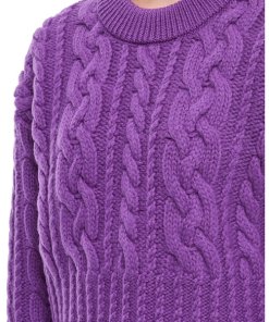 AMI Paris Cable-Knit Cropped Wool Sweater