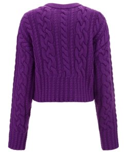 AMI Paris Cable-Knit Cropped Wool Sweater