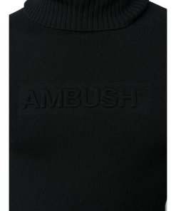 Ambush Embossed Logo Wool-Blend Turtleneck Sweater