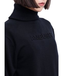 Ambush Embossed Logo Wool-Blend Turtleneck Sweater