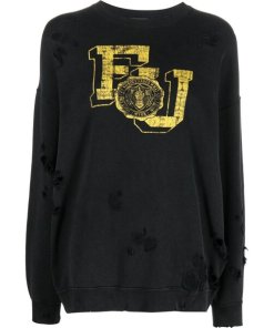 R13 F.U. Distressed Oversized Cotton-Blend Sweatshirt