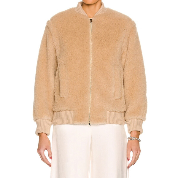 Max Mara Arcella Teddy Bomber Wool-Blend Jacket-Back Order – evaChic