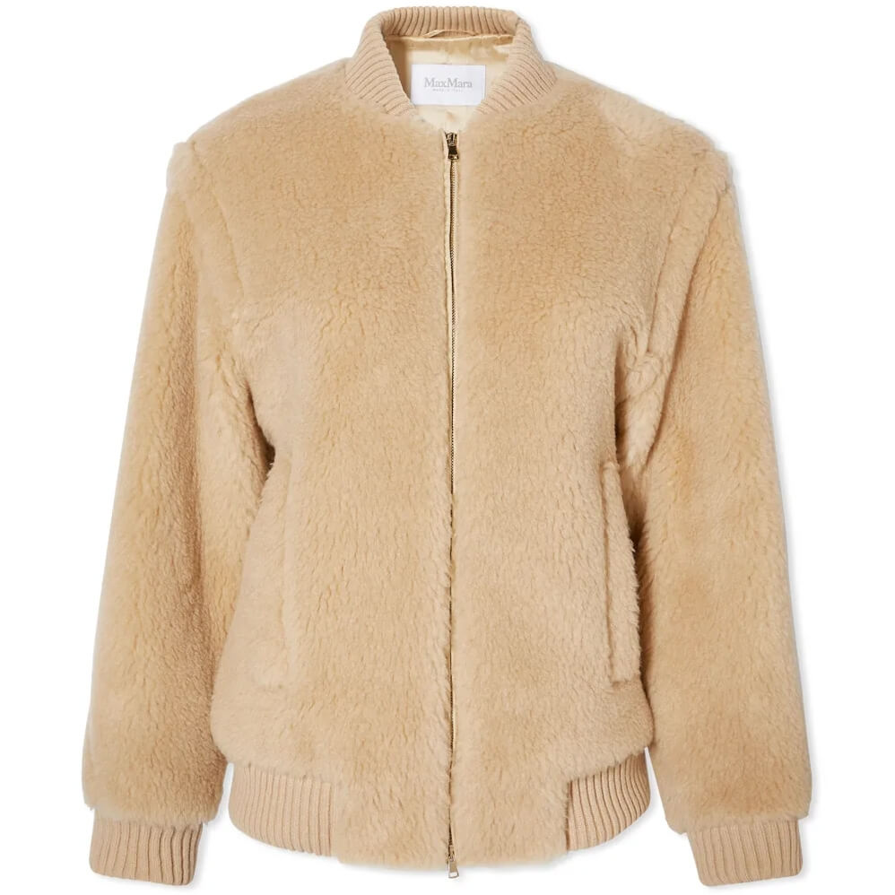 Max Mara Arcella Teddy Bomber Wool-Blend Jacket-Back Order – evaChic