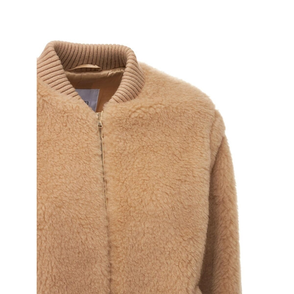 Max Mara Arcella テディ ボンバー ジャケット Max Mara Arcella Teddy Bomber Wool-Blend Jacket-Back Order – evaChic