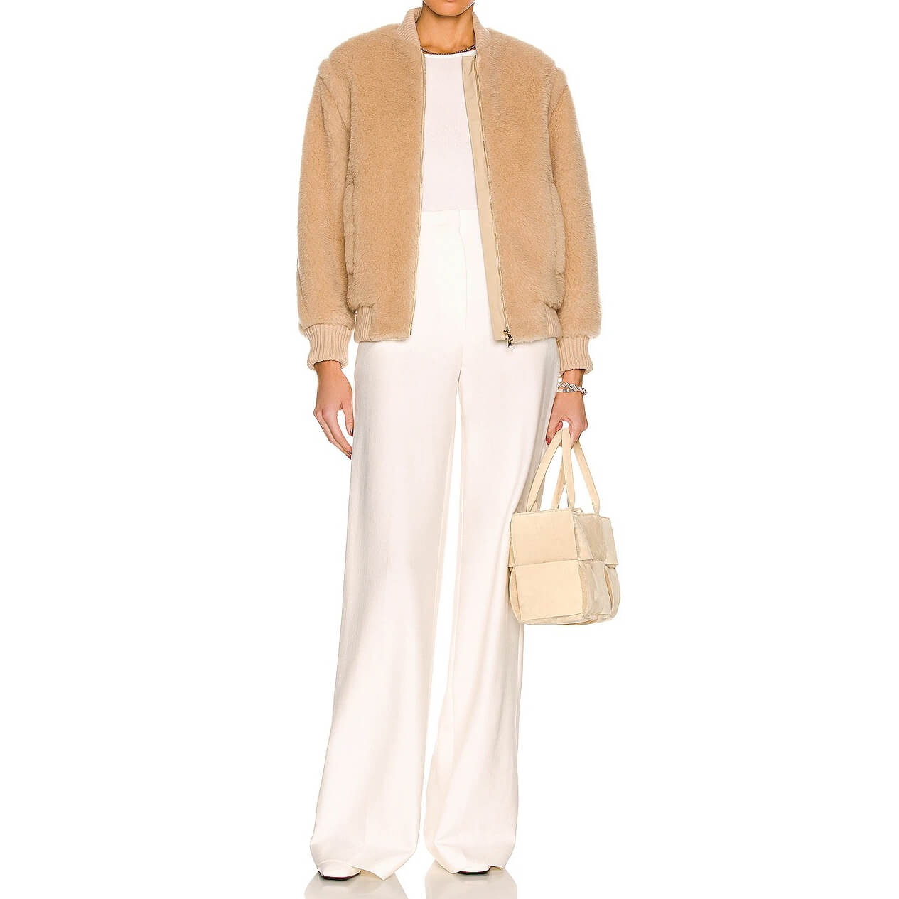 Max Mara Arcella テディ ボンバー ジャケット Max Mara Arcella Teddy Bomber Wool-Blend Jacket-Back Order – evaChic