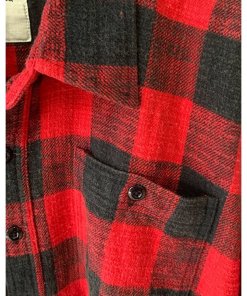 R13 Plaid Gathered Hem Work Cotton Flannel Shirt
