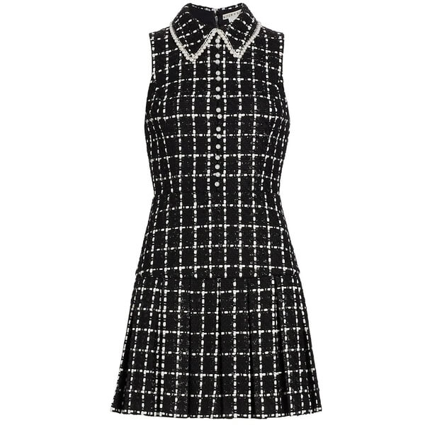 alice and olivia black pearl dress Alice + Olivia Guinevere Pearl & Crystal-Embellished Mini Dress Black   Celebrity Owned