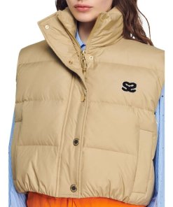 Sandro Cropped Padded Quilted Vest