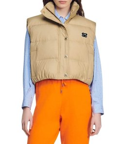 Sandro Cropped Padded Quilted Vest