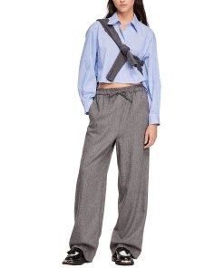 Sandro Holi Rhinestone-Studded Striped Cotton Shirt