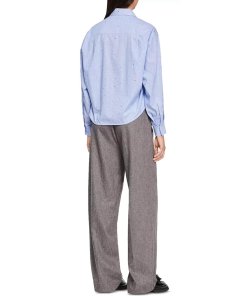 Sandro Holi Rhinestone-Studded Striped Cotton Shirt