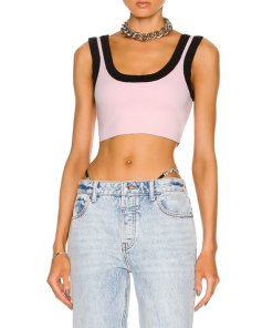 Alexanderwang.T Logo-Trim Chenille Viscose Bra Top