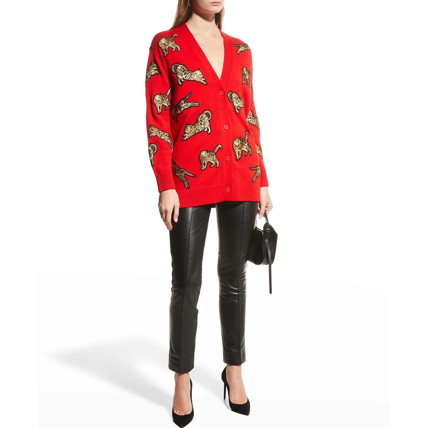 Alice + Olivia Bradford Grandpa Bengal Cat Embroidered Cardigan