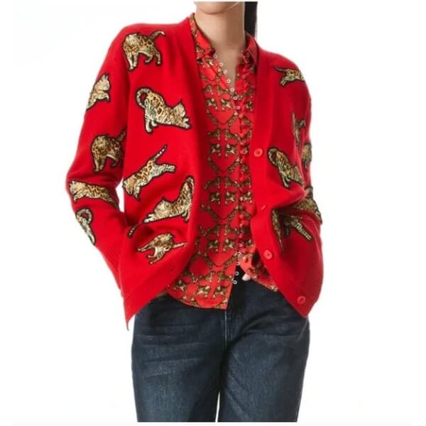 alice olivia cat cardigan アリス カーディガン Alice + Olivia Bradford Grandpa Bengal Cat Embroidered Cardigan