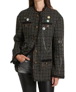R13 Slouch Tweed Embellished Jacket