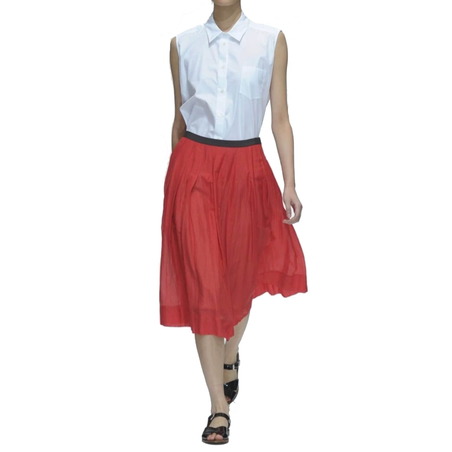 スカート MARGARET HOWELL COTTON PLEATED SKIRT Margaret Howell Silk-Cotton Pleated Midi Skirt – evaChic
