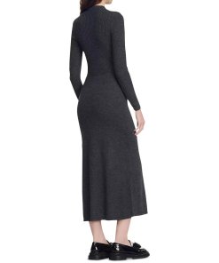 Sandro Fabre Long Gathered Knit Wool-Blend Dress