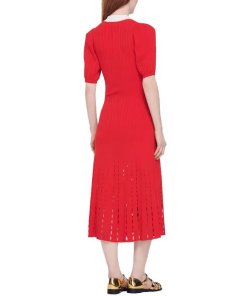 Sandro Pointelle Long Knitted Viscose-Blend Dress