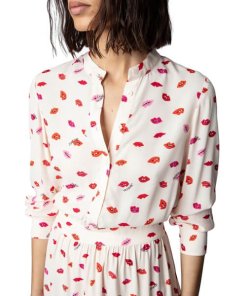 Zadig & Voltaire Refla Lip Print Crepe Dress