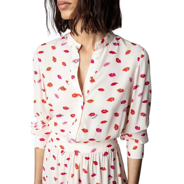 Zadig & Voltaire Refla Lip Print Crepe Dress