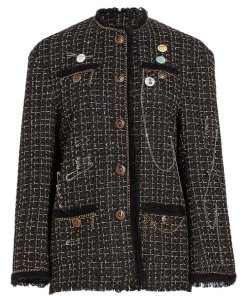 R13 Slouch Tweed Embellished Jacket