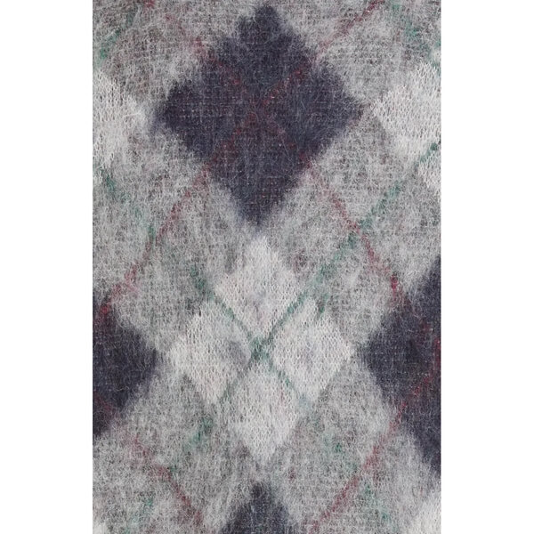 R13 Fluffy Argyle Plaid Oversized Distressed Edge Cardigan
