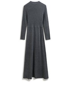 Sandro Fabre Long Gathered Knit Wool-Blend Dress