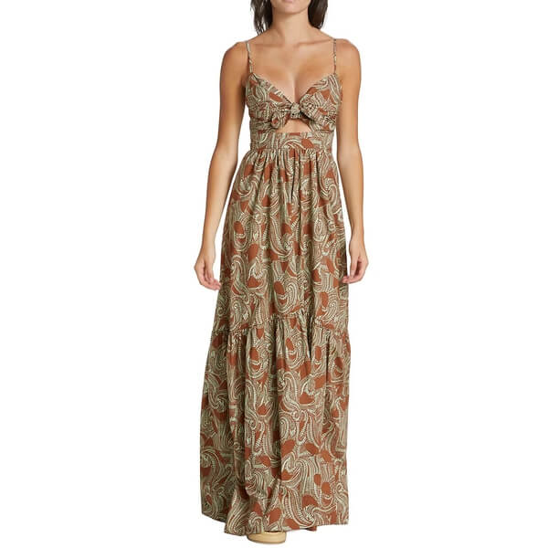 chinese dress ladies Pink Bloom Maxi Dress - Hand Block Printed Cotton main image 1