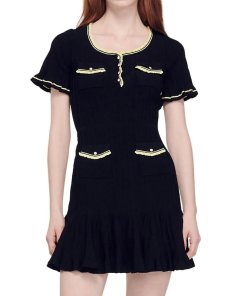 Sandro Charmette Short-Sleeve Knit Mini Dress