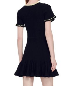 Sandro Charmette Short-Sleeve Knit Mini Dress