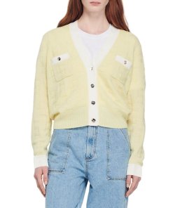 Sandro Prairie Logo-Embossed Wool-Blend Cardigan