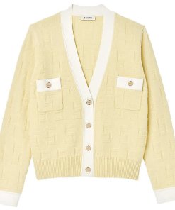 Sandro Prairie Logo-Embossed Wool-Blend Cardigan