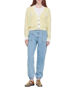 Sandro Prairie Logo-Embossed Wool-Blend Cardigan
