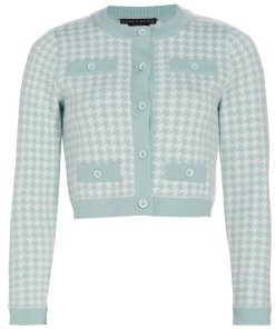 Alice + Olivia Tanna Houndstooth Shrunken Cardigan