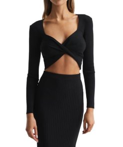 Reiss Iona Knitted Twist Cropped Top & Pencil Skirt