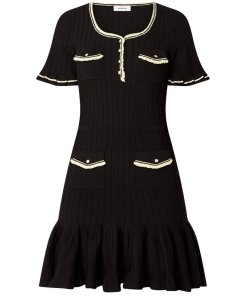Sandro Charmette Short-Sleeve Knit Mini Dress